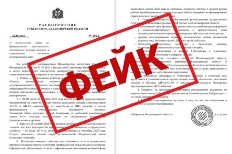 Власти Владимирской области опровергли фейк о резервировании топлива